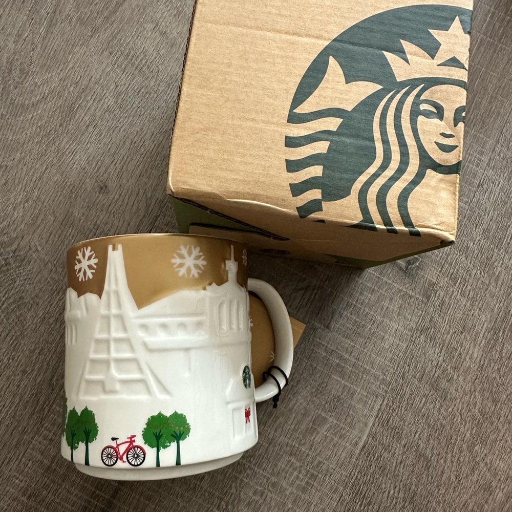 New Starbucks Ceramic 16oz Mug TAICHUNG Christmas Cup